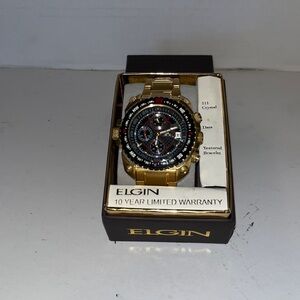 Elgin Daniel Steiger Gold Watch with Black Dial( needs battery)